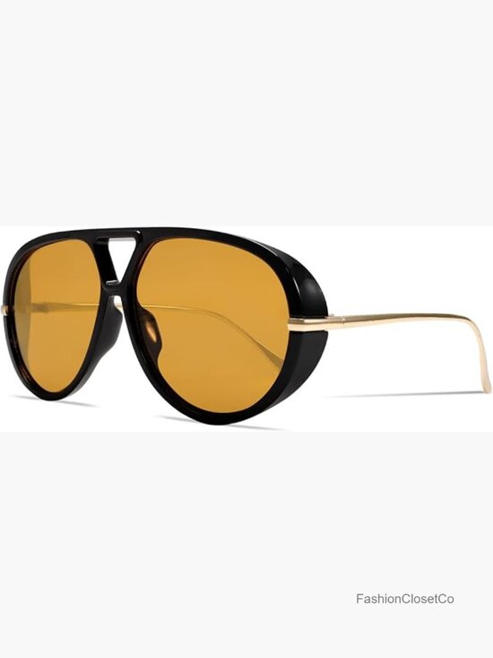 Retro Oversized Aviator Sunglasses with Gold Metal Frame UV Protection main image 7